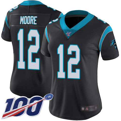 Carolina Panthers Limited Black Women DJ Moore Home Jersey NFL Football #12 100th Season Vapor Untouchable->carolina panthers->NFL Jersey